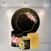 Gold Funkeln Und Blume Runden Glücklich Geburtstag Hintergrund